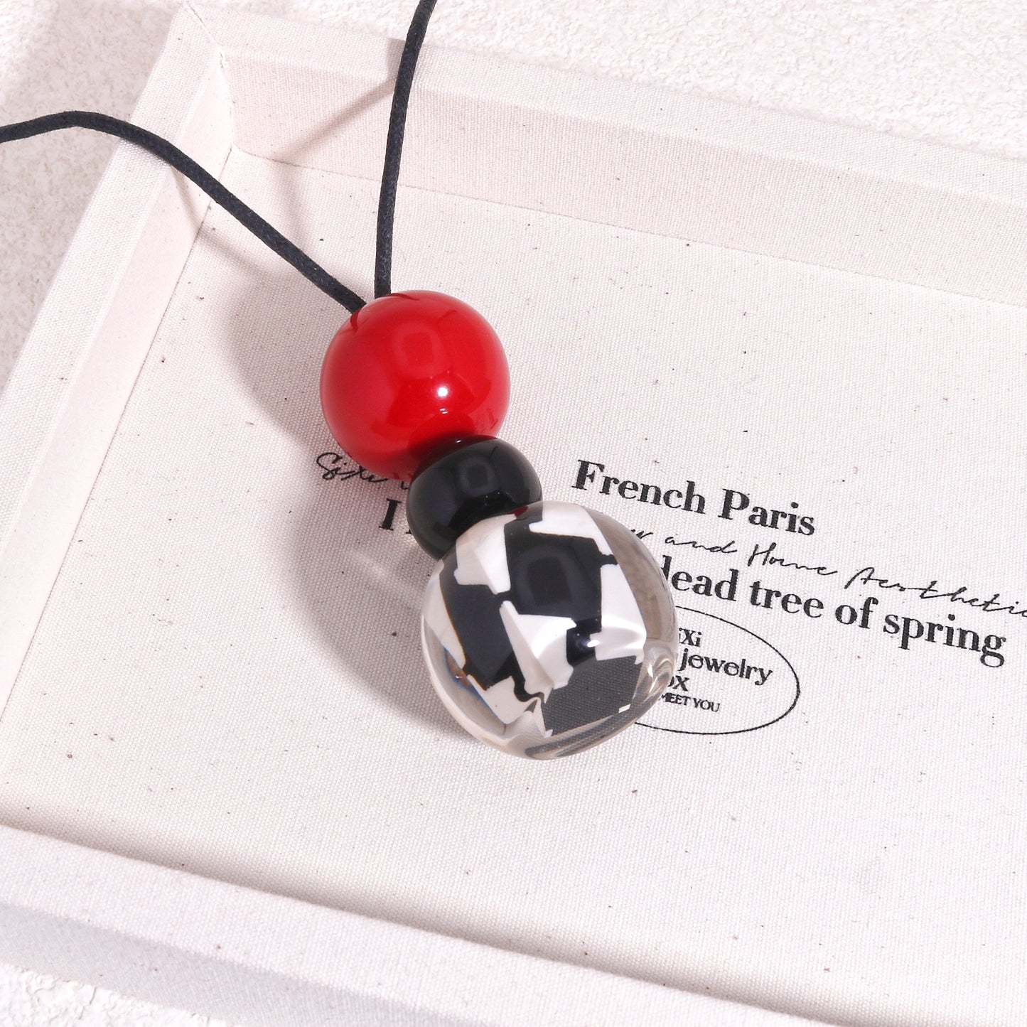 AUDREY Short Red Art Deco Pendant