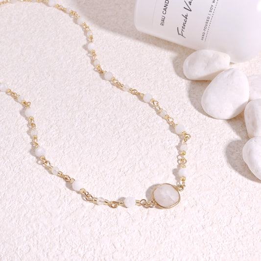 Yvette Delicate Handmade Moonstone Chain Link Necklace