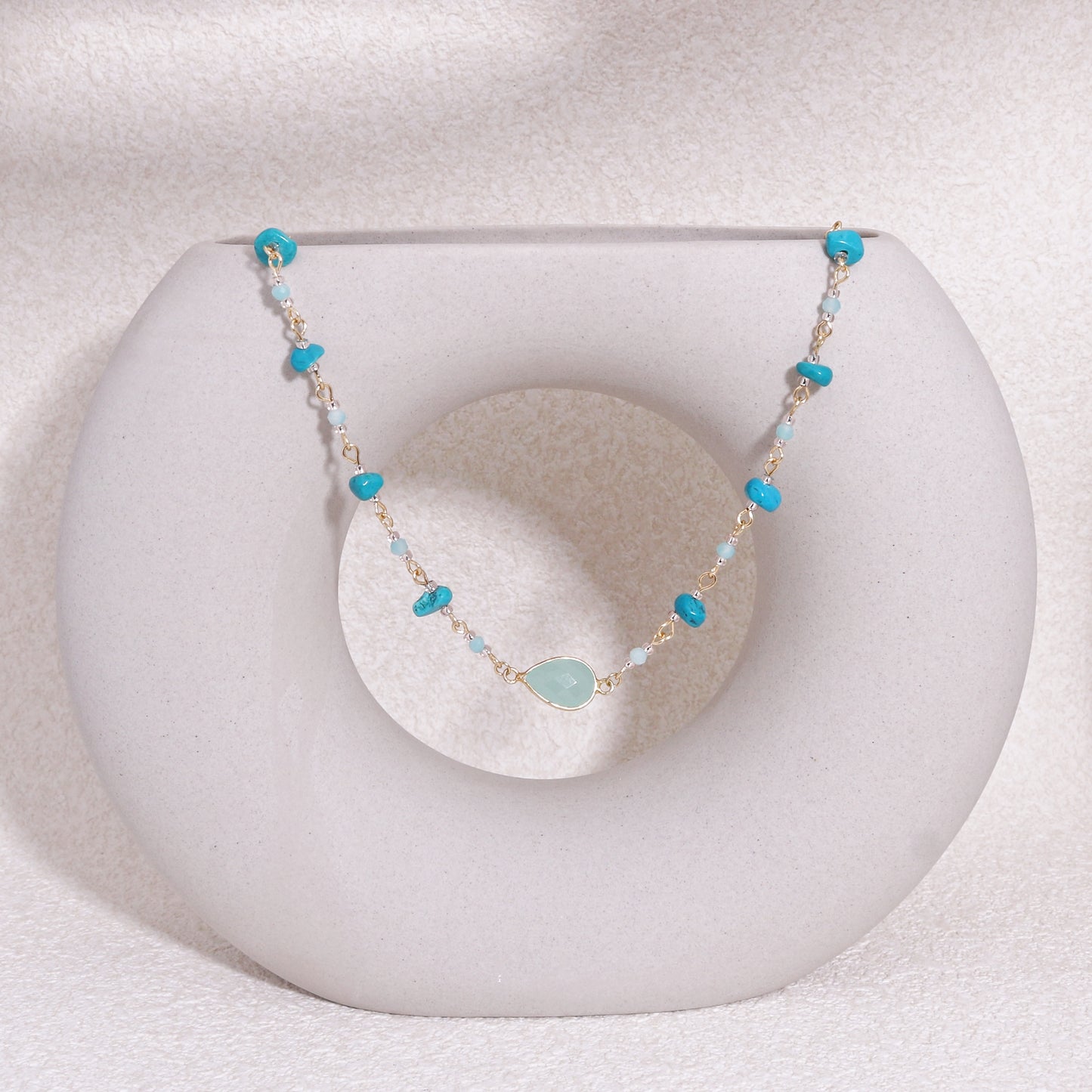 Kaitlyn Natural Turquoise and Aquamarine Handmade Necklace