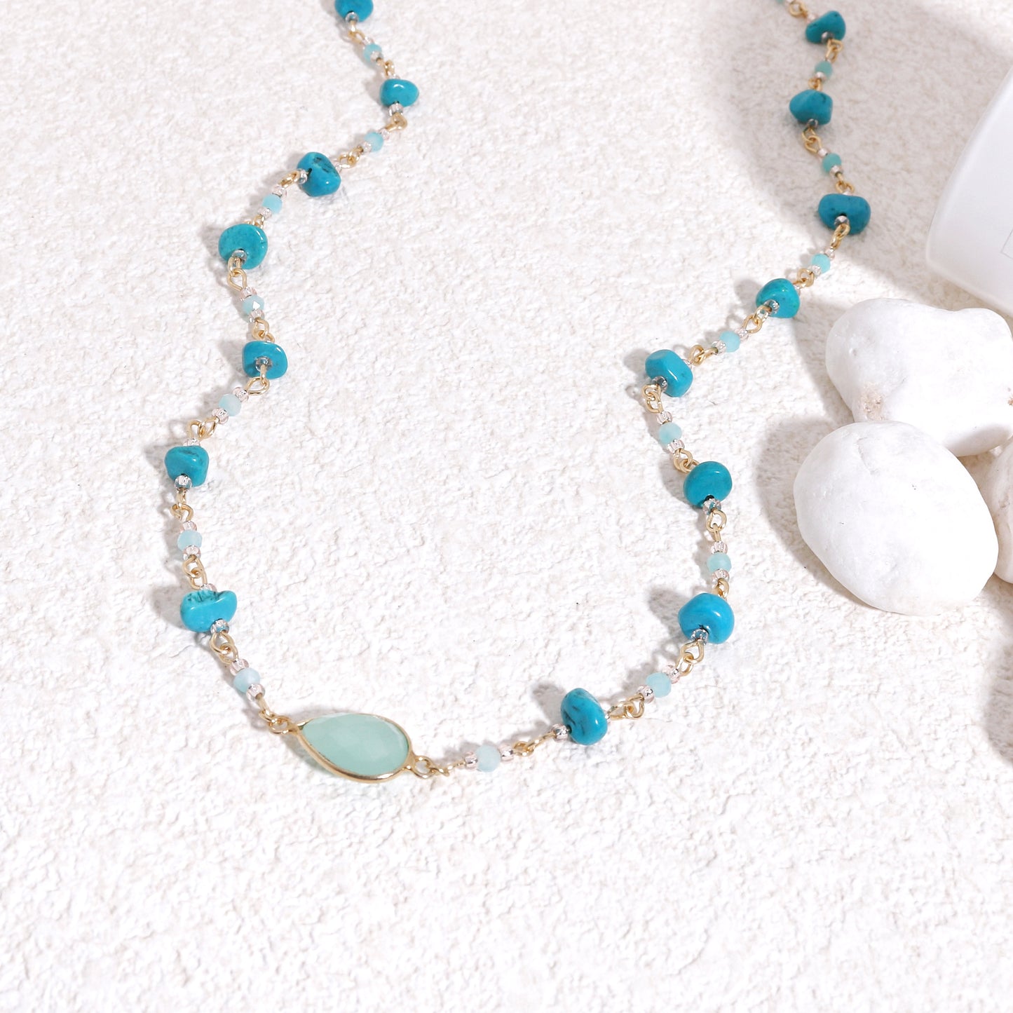 Kaitlyn Natural Turquoise and Aquamarine Handmade Necklace