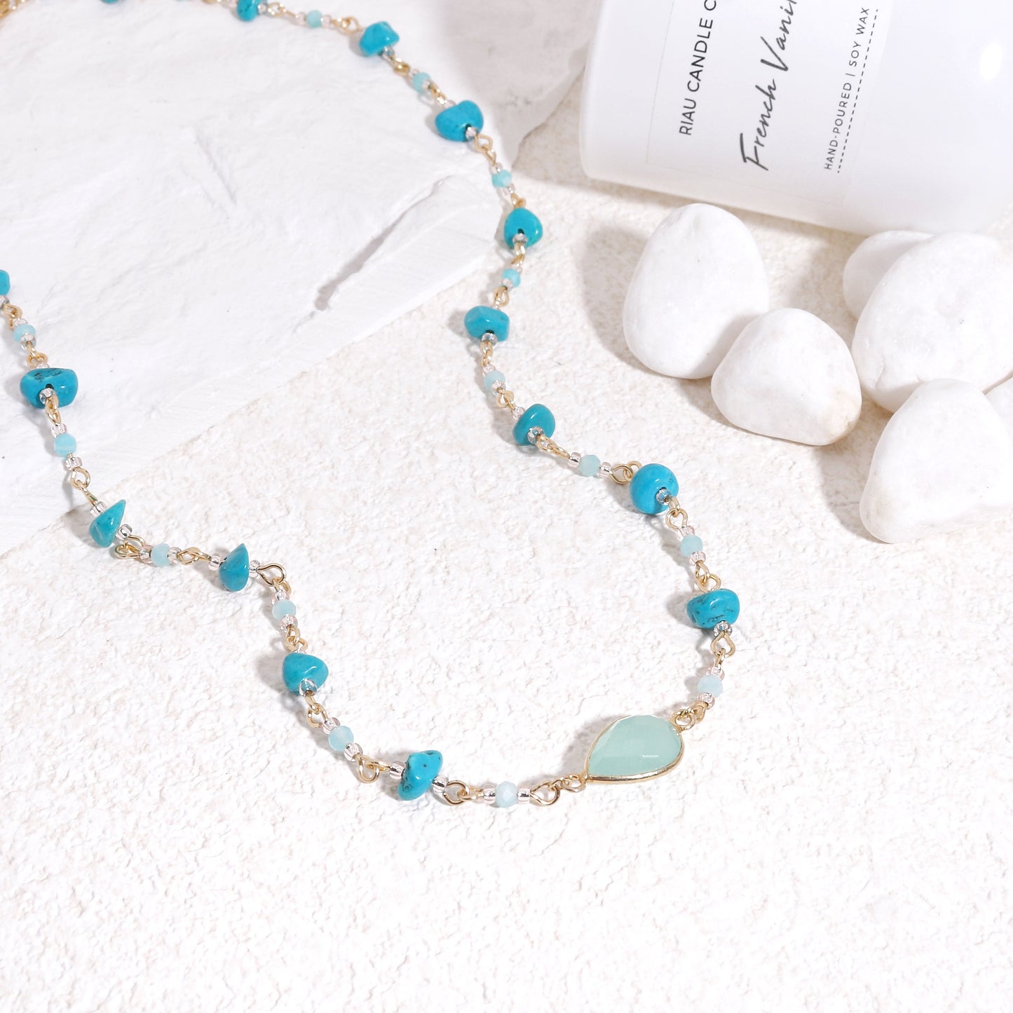 Kaitlyn Natural Turquoise and Aquamarine Handmade Necklace