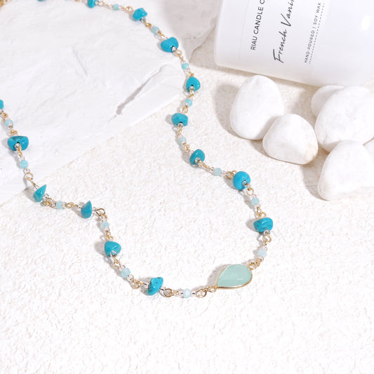 Kaitlyn Natural Turquoise and Aquamarine Handmade Necklace