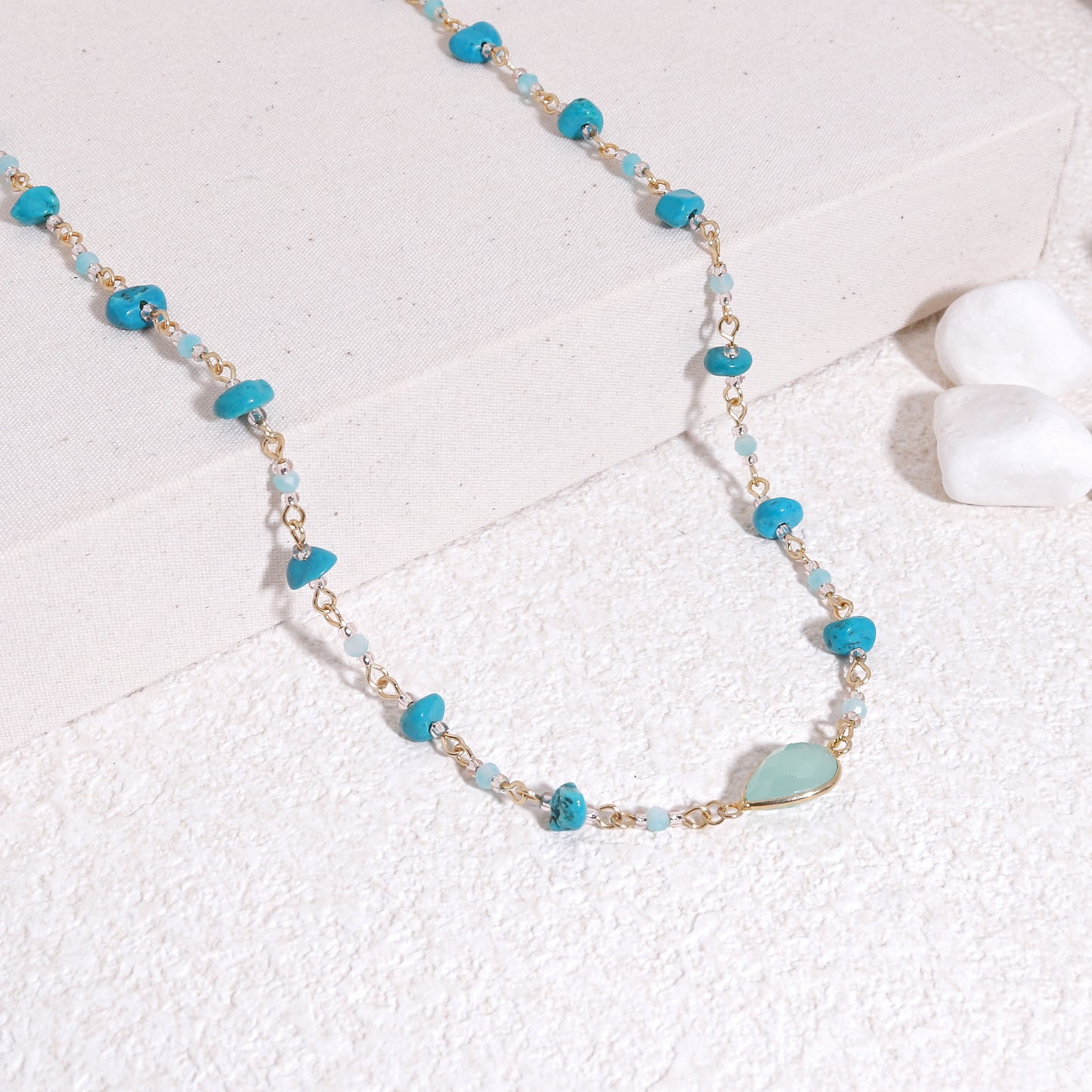 Kaitlyn Natural Turquoise and Aquamarine Handmade Necklace