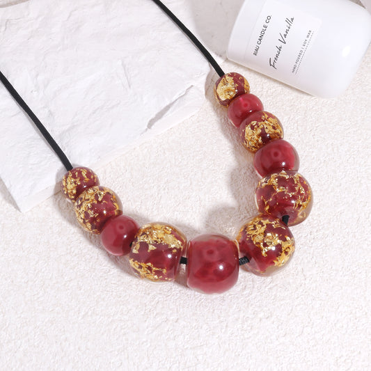 WILA Elegant Gold Foil Evening Necklace