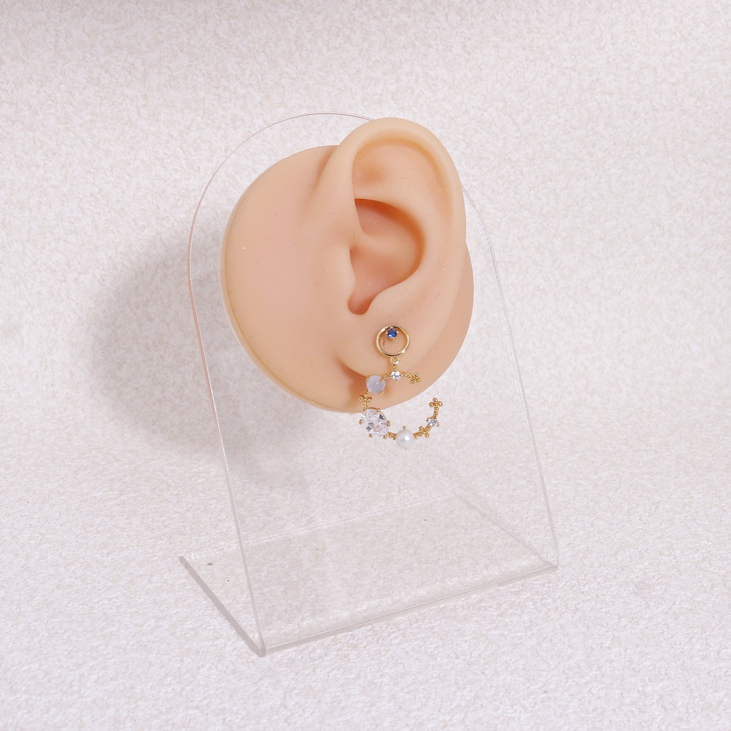 Geraldine Asymmetrical Crystal Crescent Drop Earrings