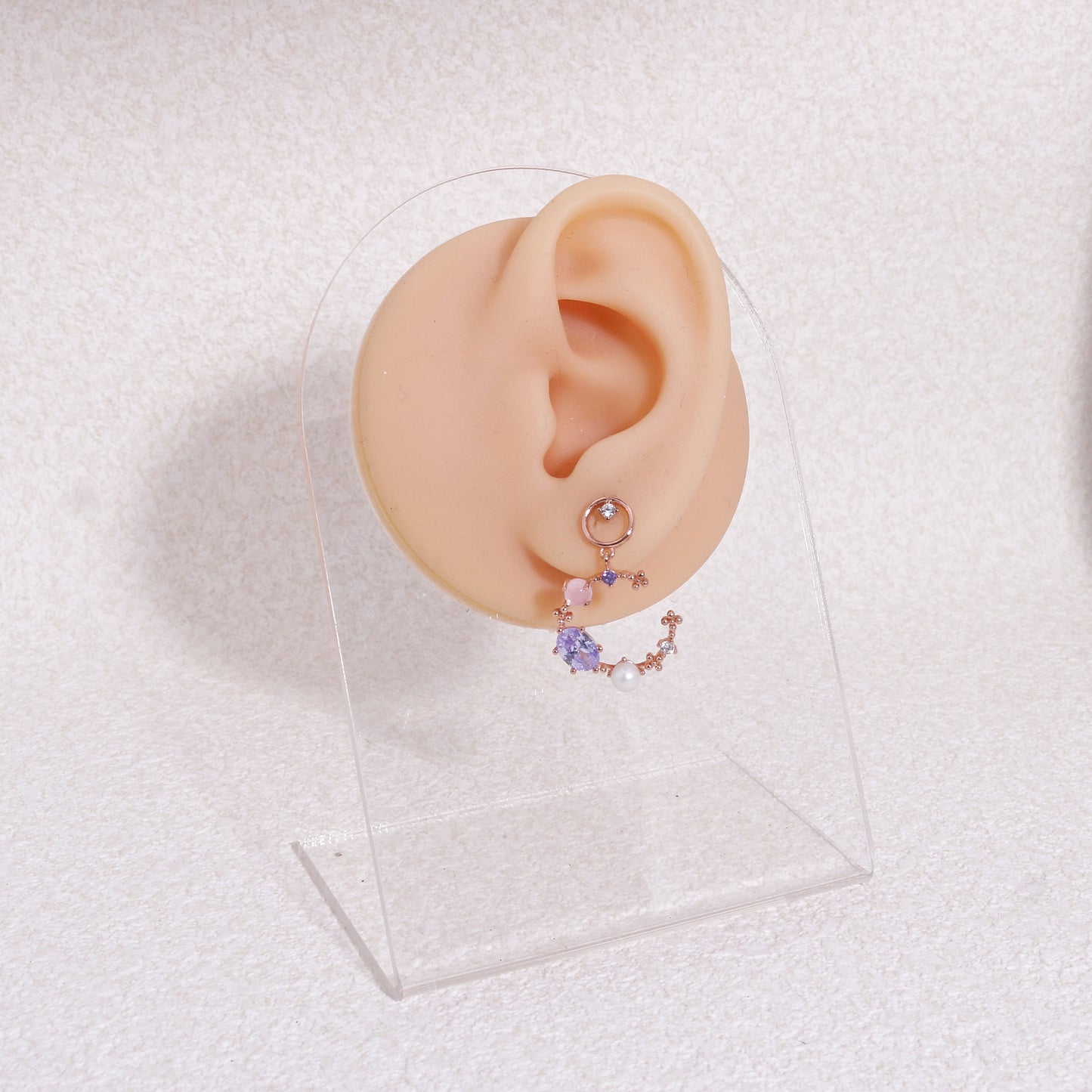 Geraldine Asymmetrical Crystal Crescent Drop Earrings