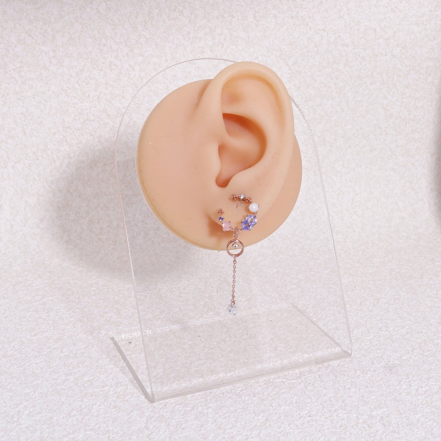 Geraldine Asymmetrical Crystal Crescent Drop Earrings