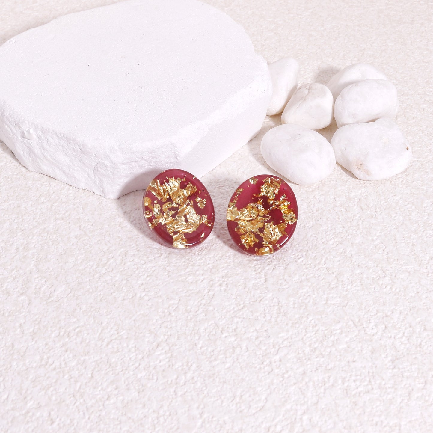 WILA Gold Foil Statement Stud Earrings