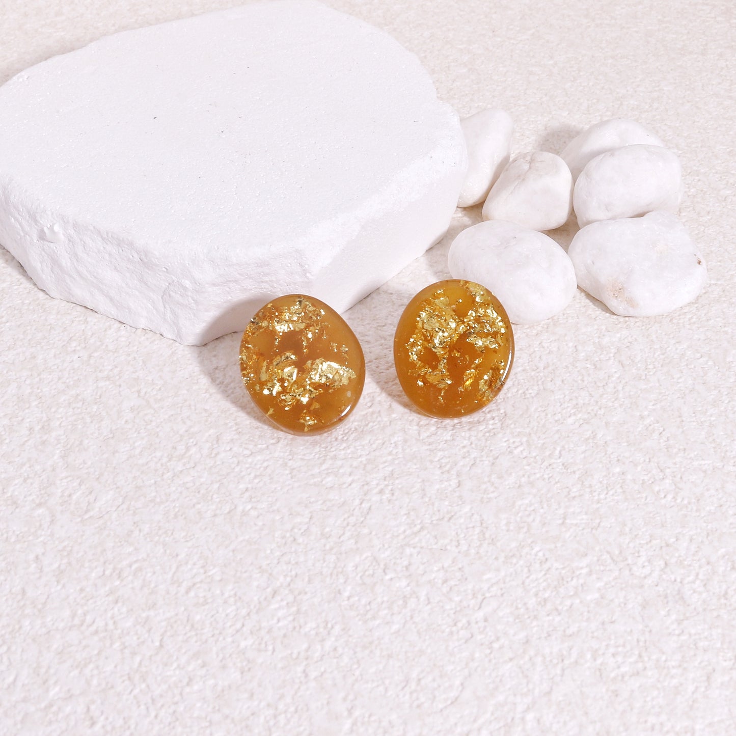 WILA Gold Foil Statement Stud Earrings