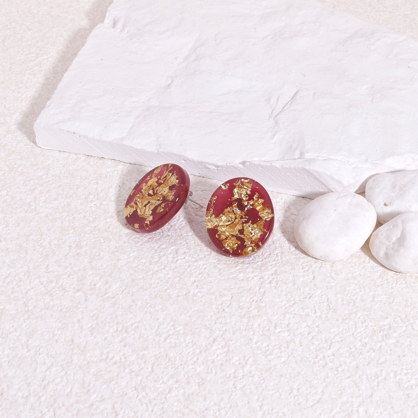 WILA Gold Foil Statement Stud Earrings
