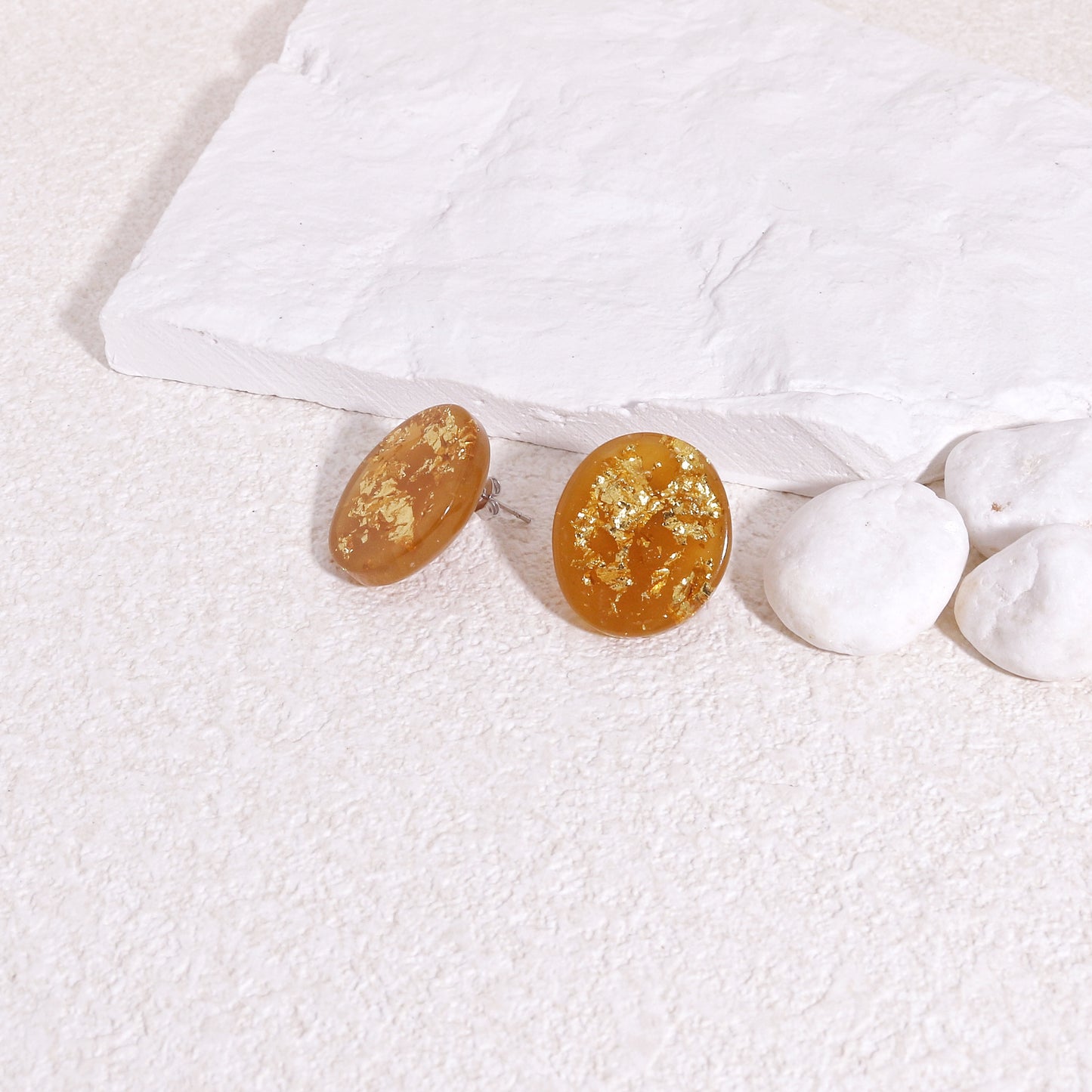 WILA Gold Foil Statement Stud Earrings