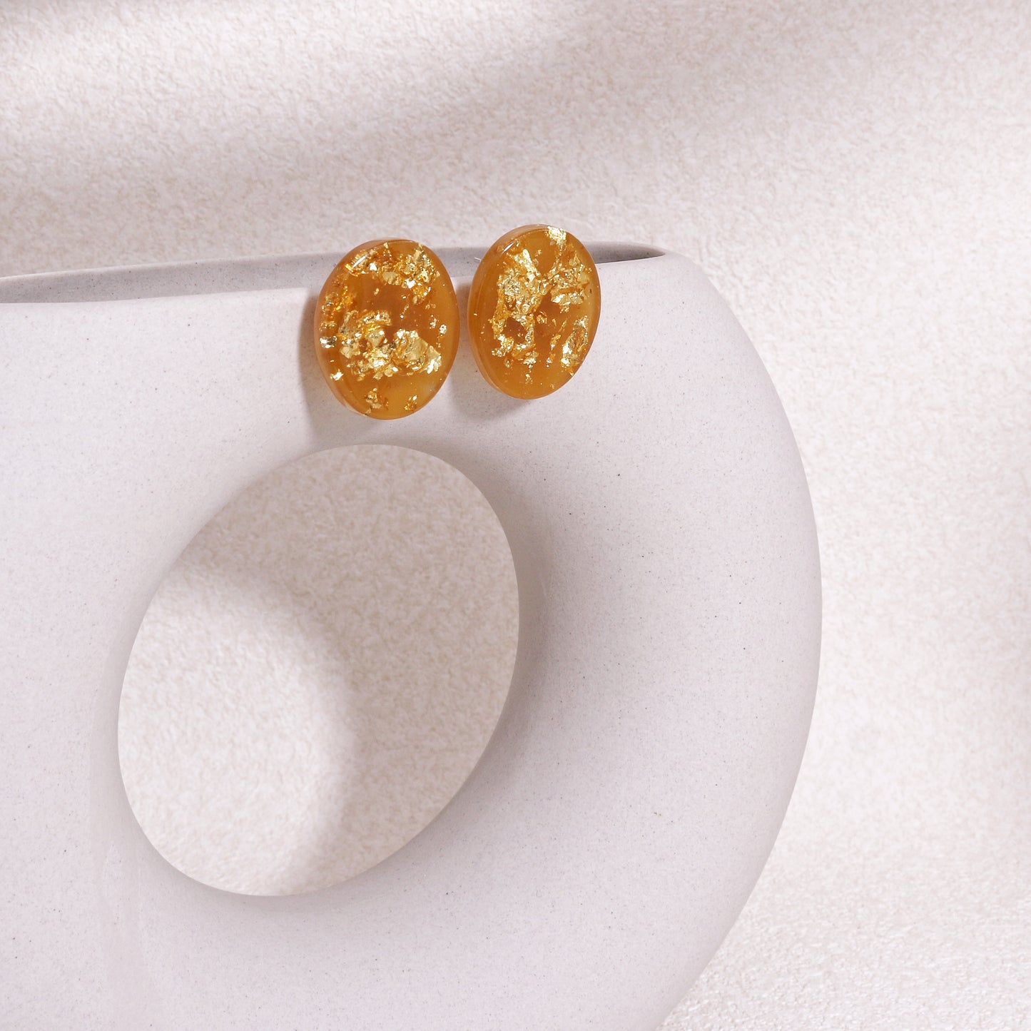 WILA Gold Foil Statement Stud Earrings