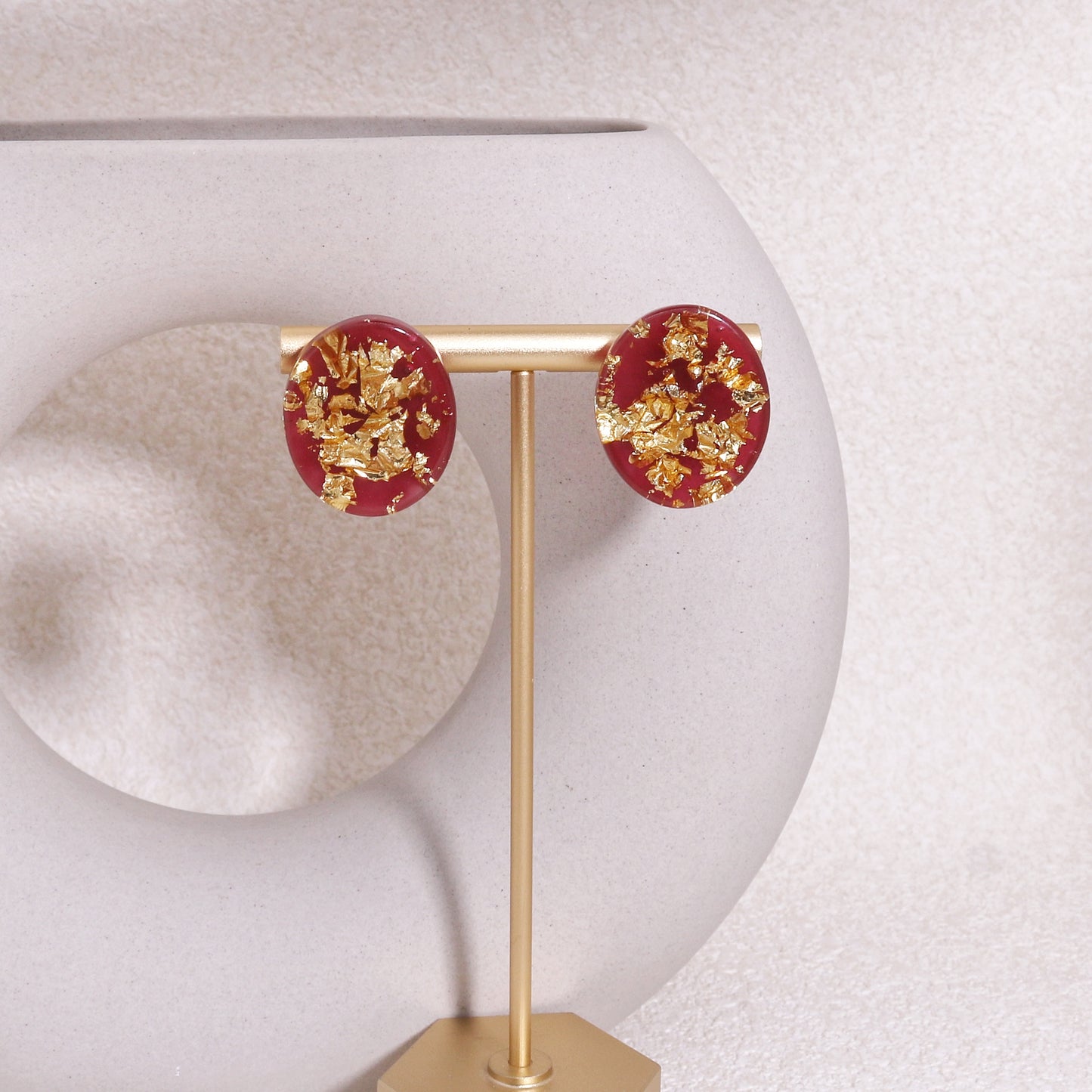 WILA Gold Foil Statement Stud Earrings