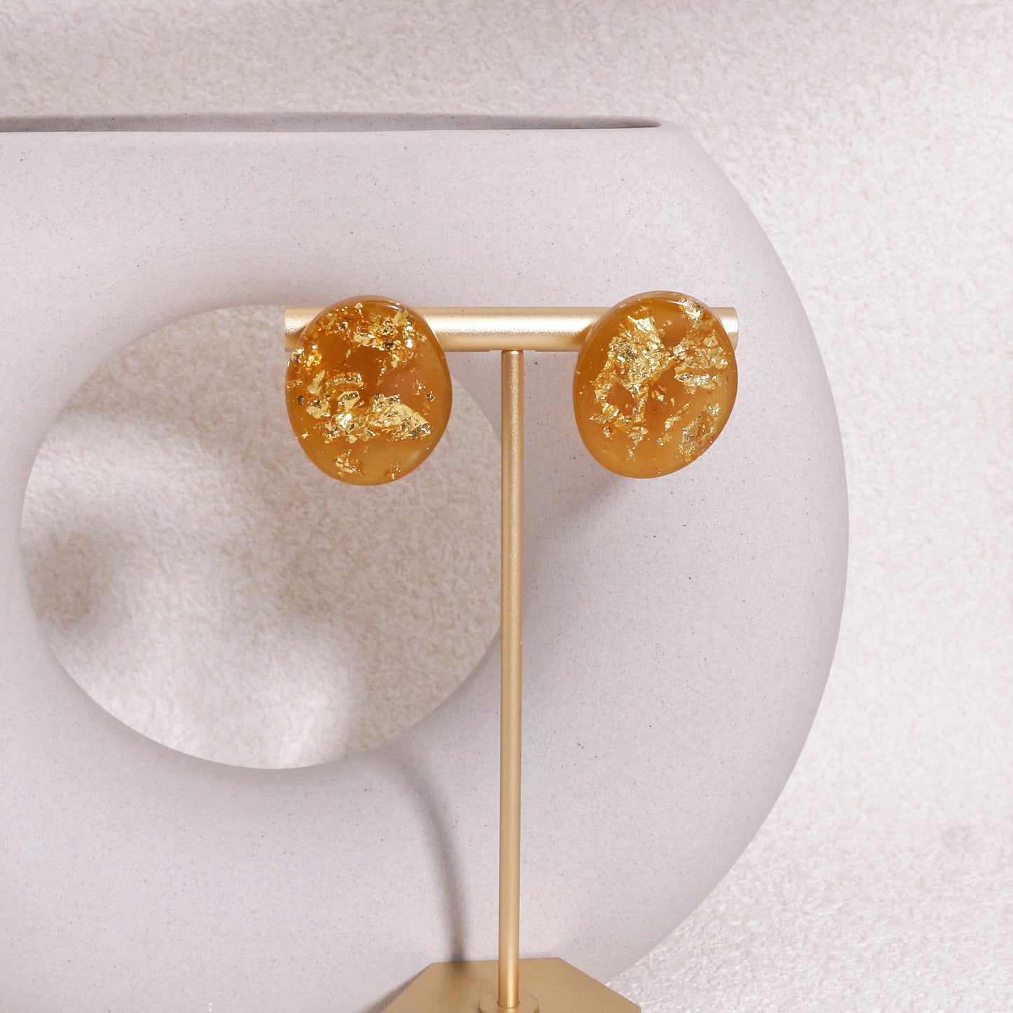 WILA Gold Foil Statement Stud Earrings