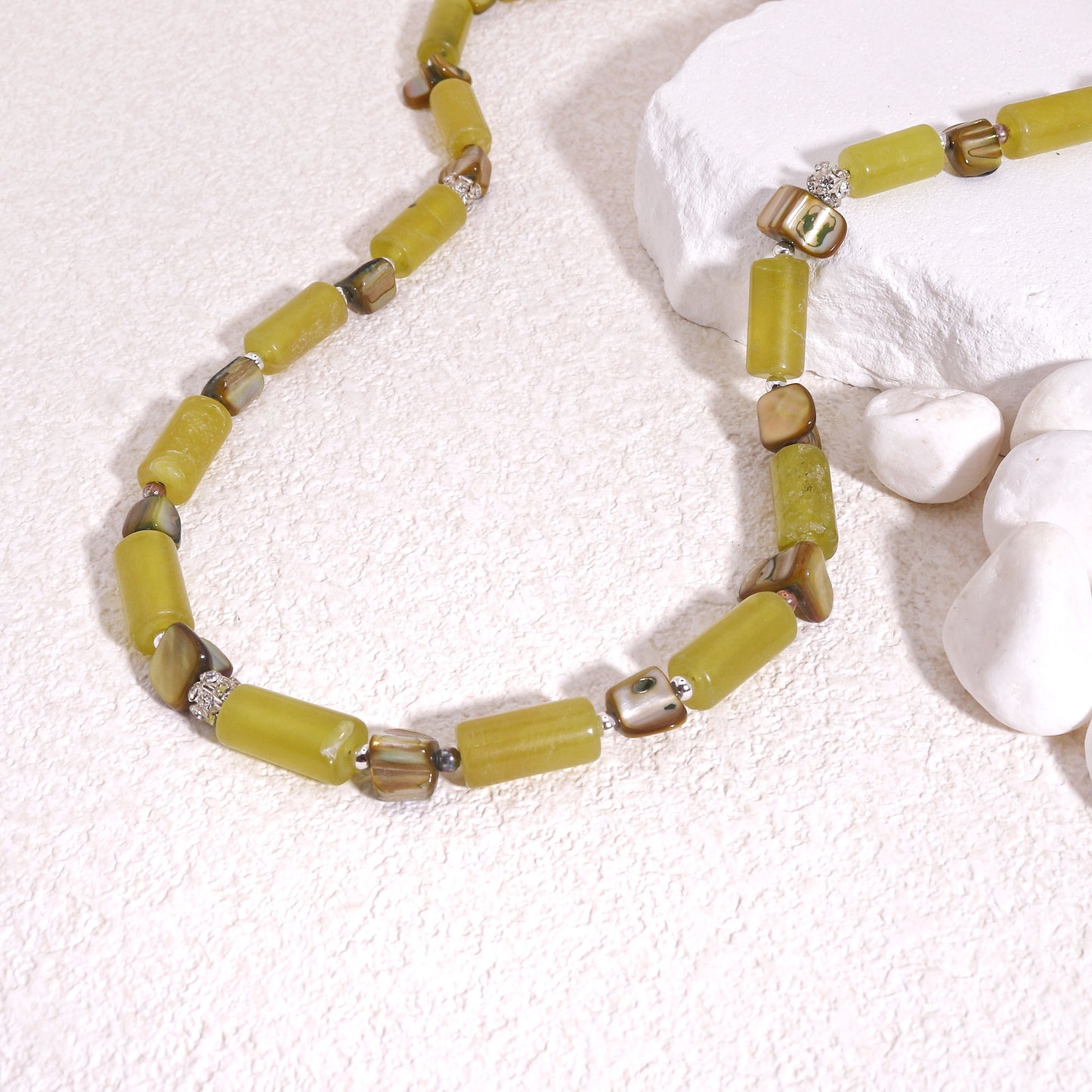 Sheila Moss Green Agate Handmade Necklace