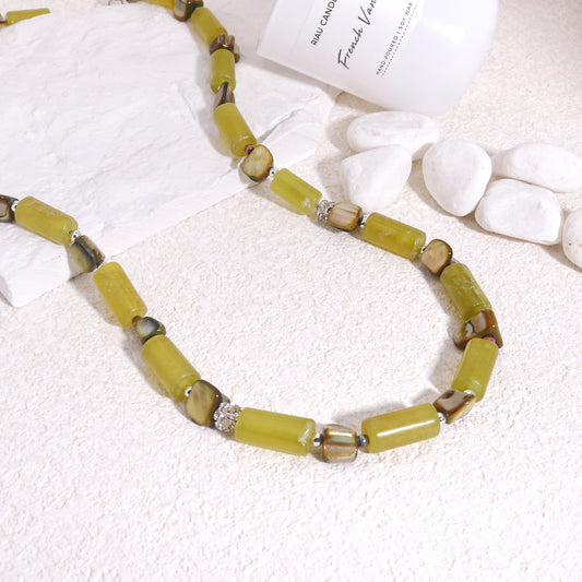Sheila Moss Green Agate Handmade Necklace