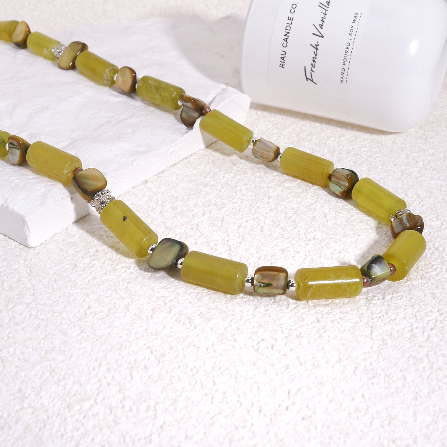 Sheila Moss Green Agate Handmade Necklace