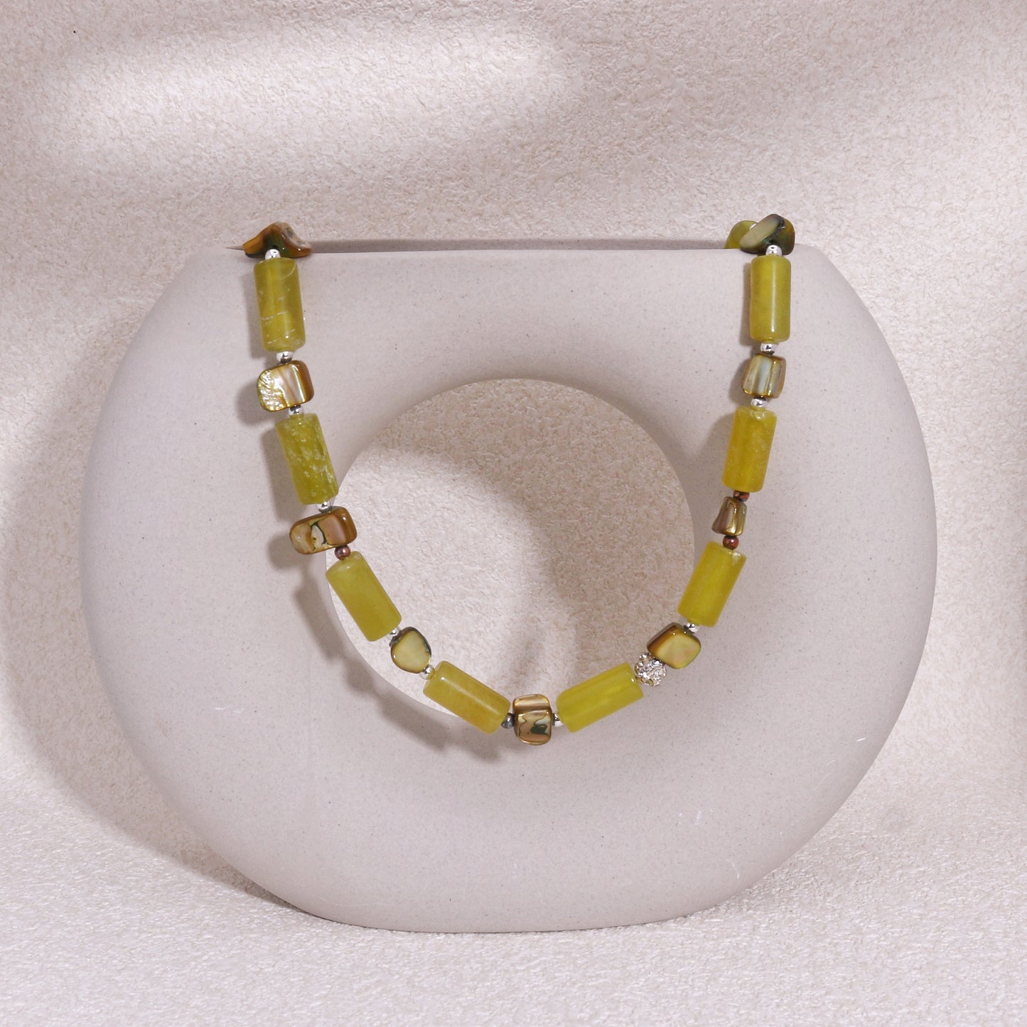 Sheila Moss Green Agate Handmade Necklace
