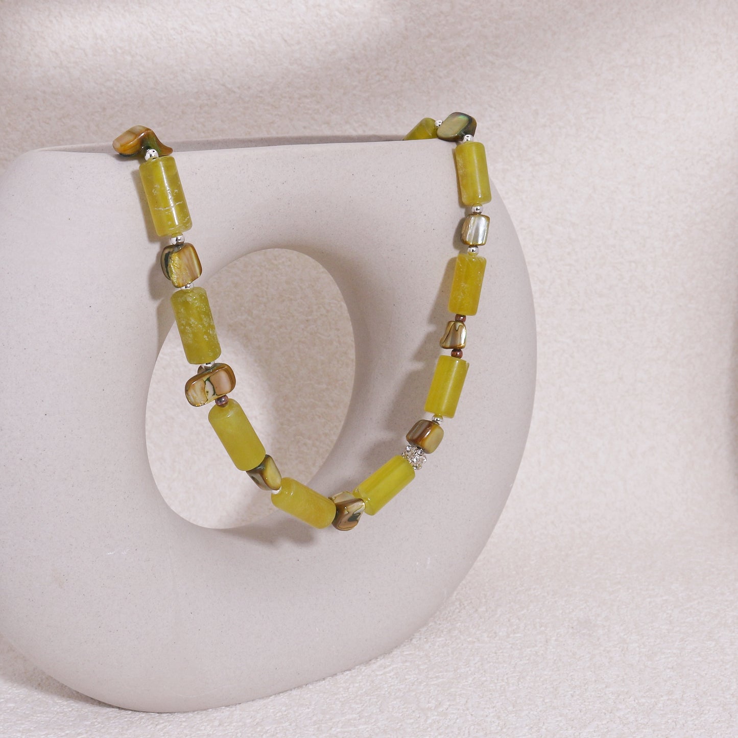 Sheila Moss Green Agate Handmade Necklace