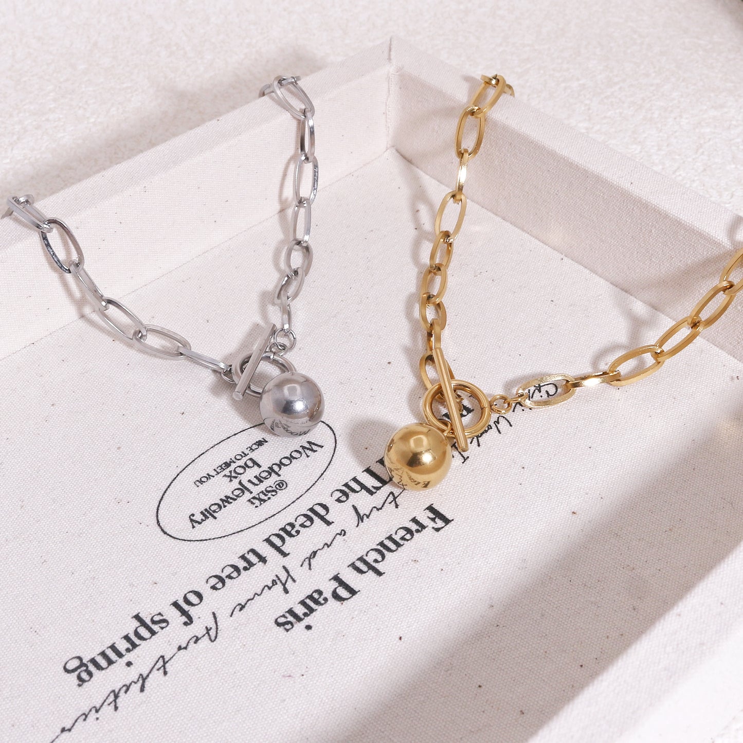 Thalia Steel Hardware Spherical Necklace