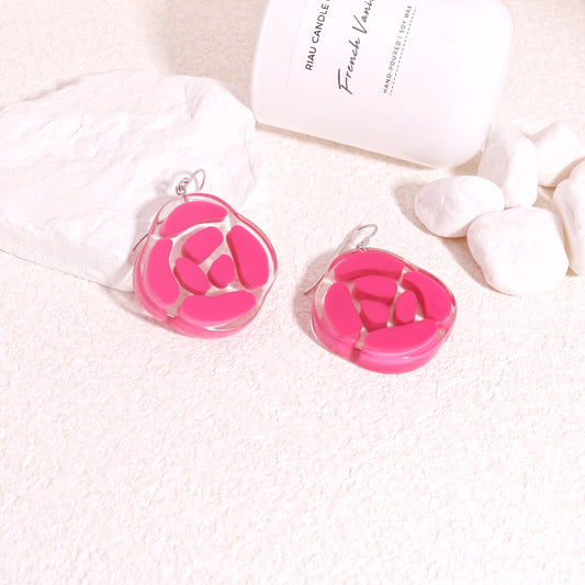 ROSELYN Painted Flower Minimalist Drop Earrings