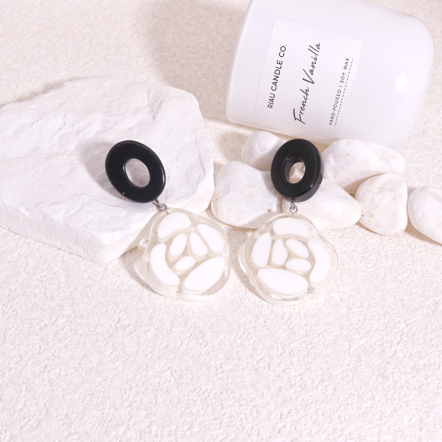 ROSELYN Painted Flower Statement Drop Earrings