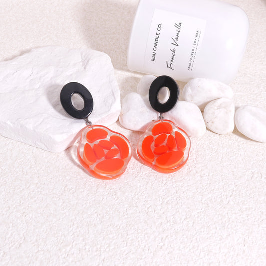 ROSELYN Painted Flower Statement Drop Earrings