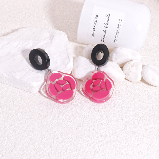 ROSELYN Painted Flower Statement Drop Earrings