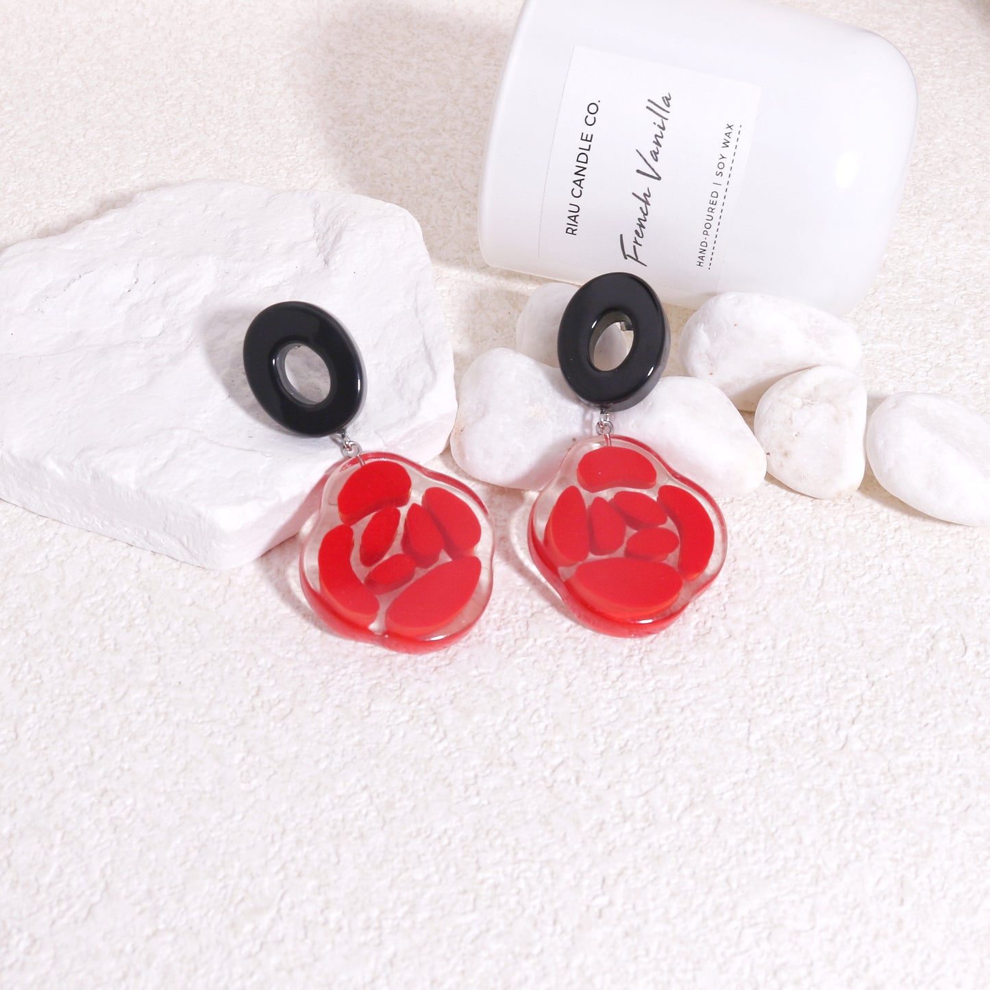ROSELYN Painted Flower Statement Drop Earrings