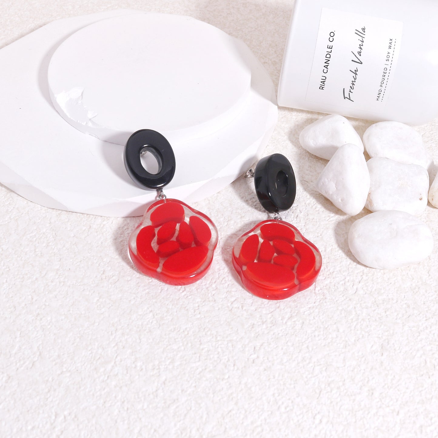 ROSELYN Painted Flower Statement Drop Earrings