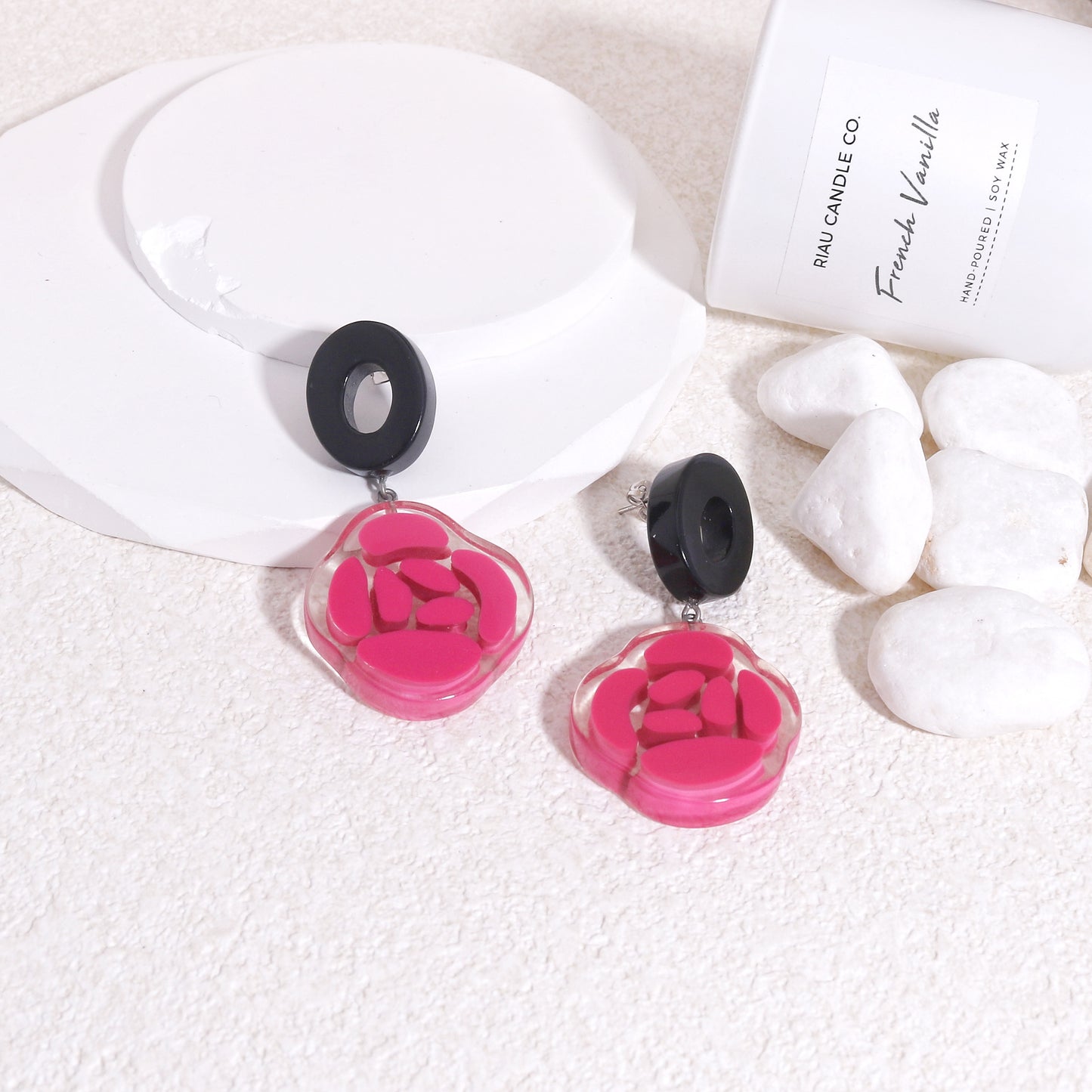 ROSELYN Painted Flower Statement Drop Earrings