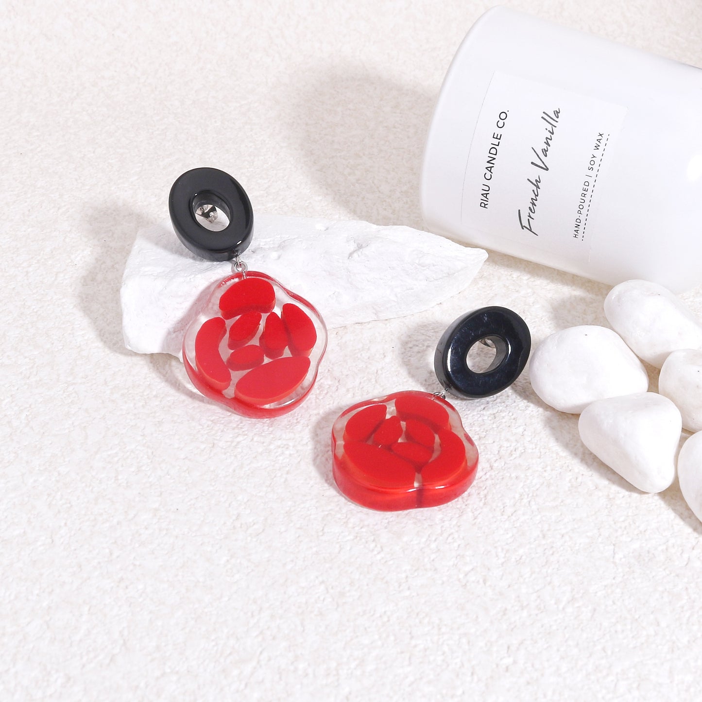 ROSELYN Painted Flower Statement Drop Earrings