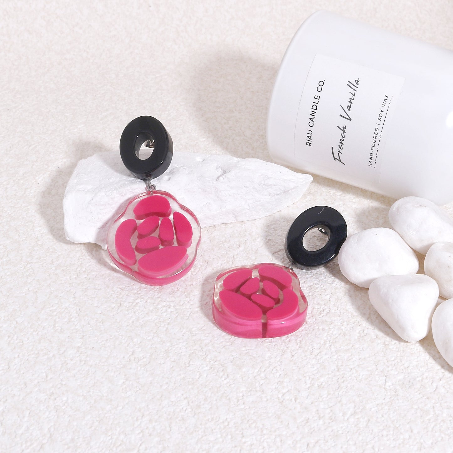 ROSELYN Painted Flower Statement Drop Earrings