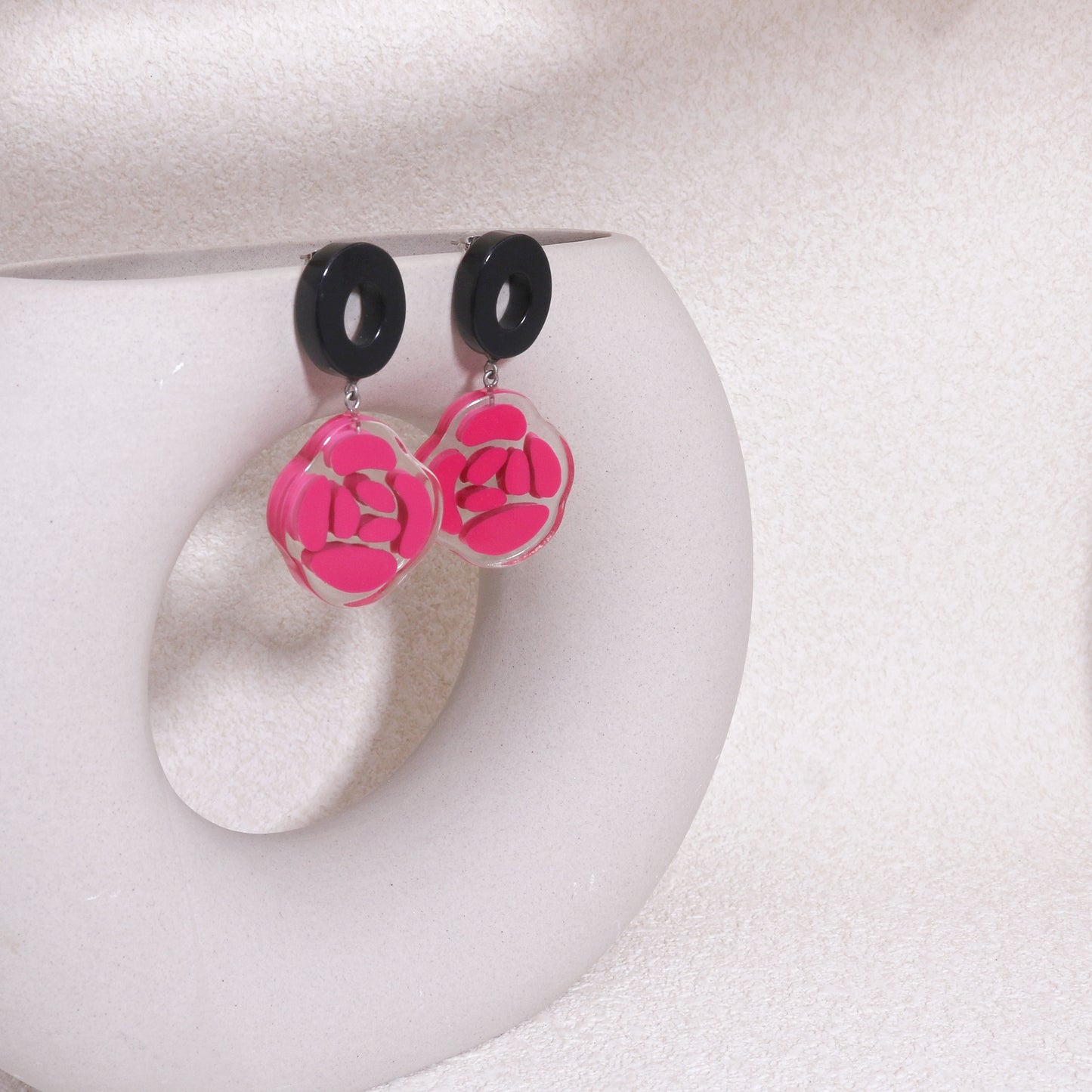 ROSELYN Painted Flower Statement Drop Earrings