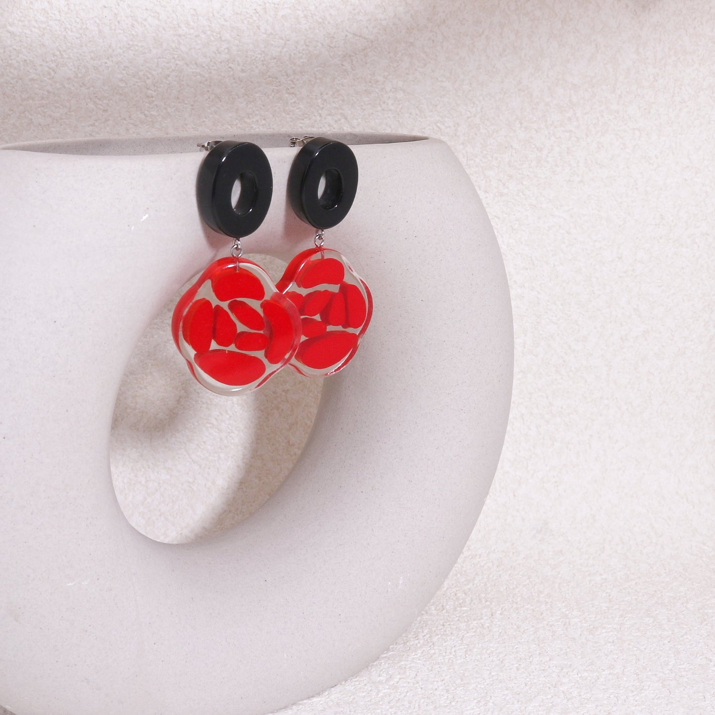 ROSELYN Painted Flower Statement Drop Earrings