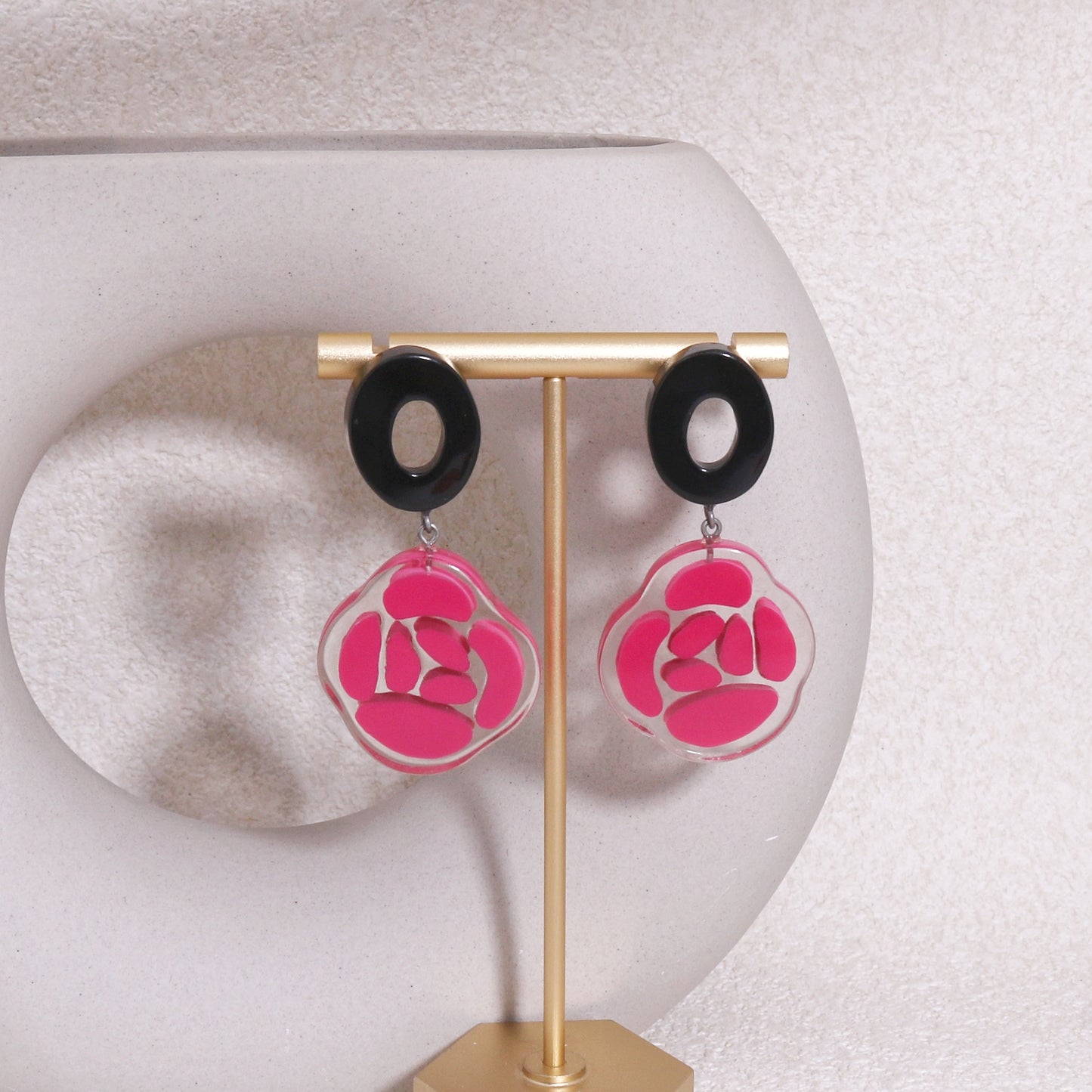 ROSELYN Painted Flower Statement Drop Earrings