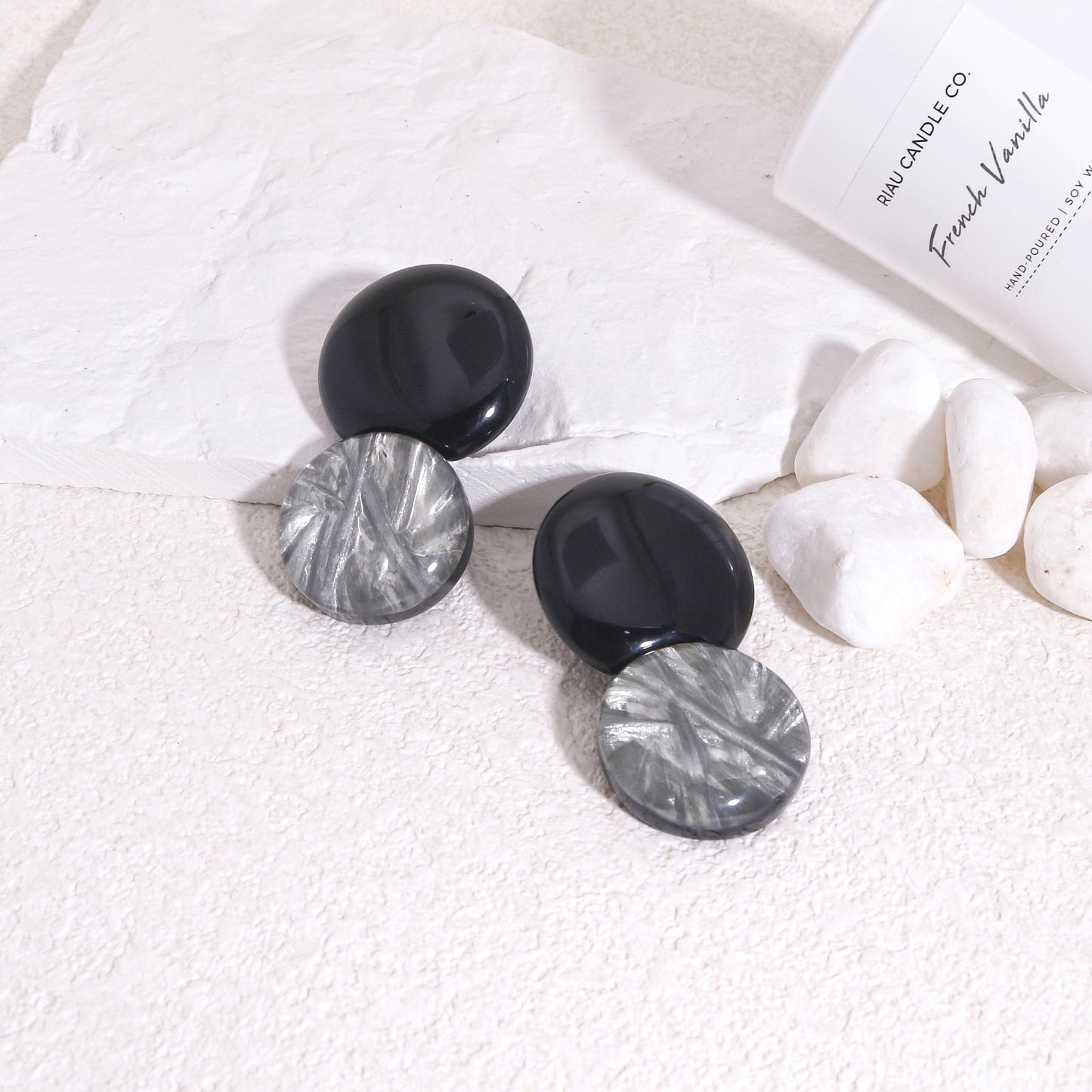 ZSISKA Elegant Orbit Black Evening Drop Earrings