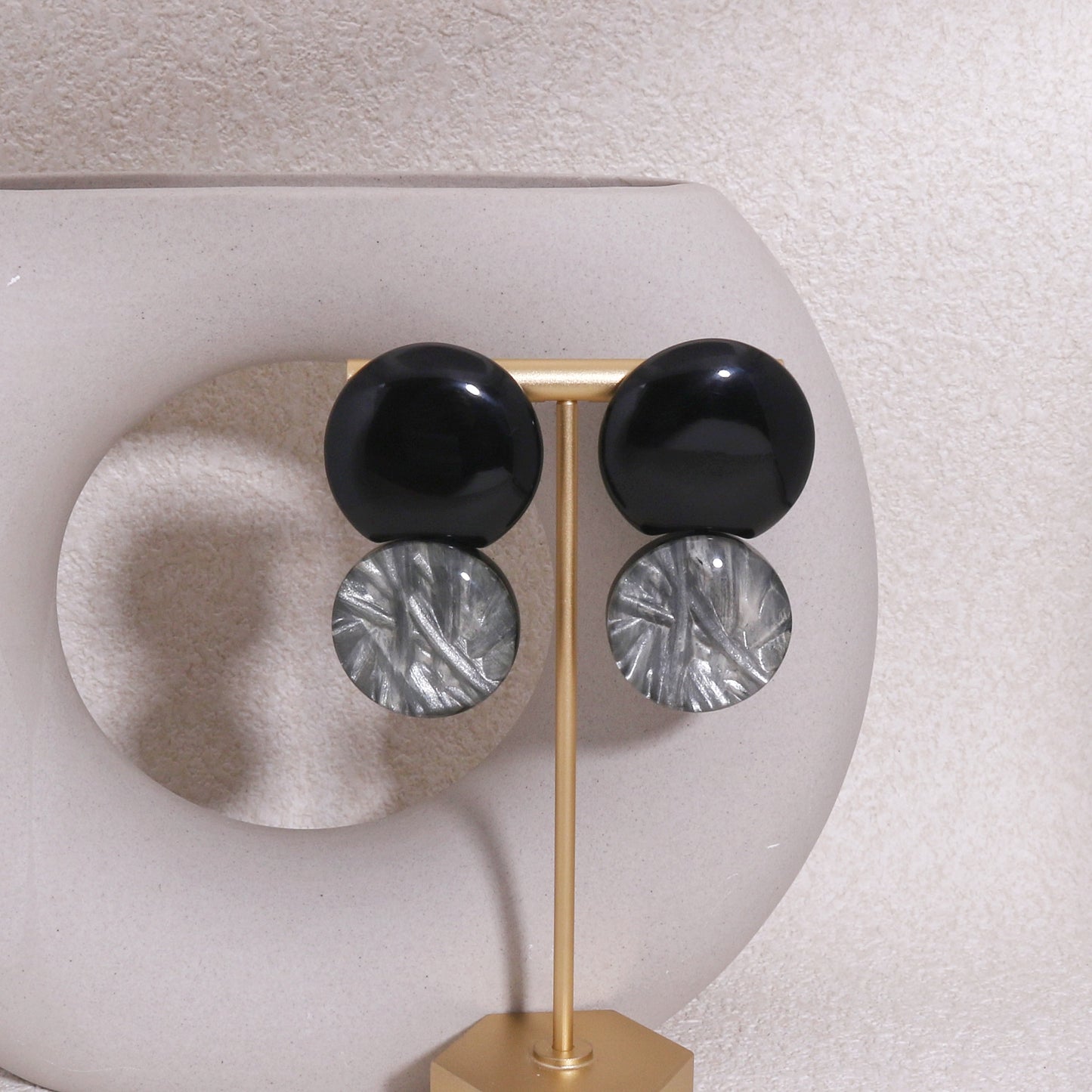 ZSISKA Elegant Orbit Black Evening Drop Earrings
