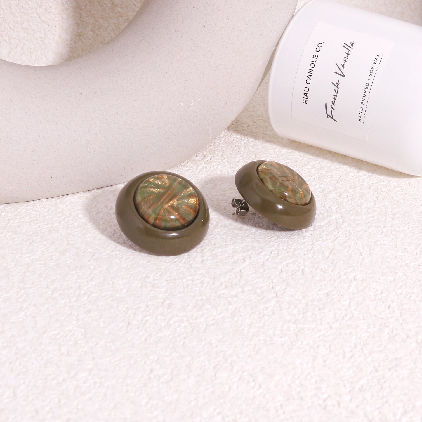 ZSISKA Elegant Green Vintage Stud Earrings