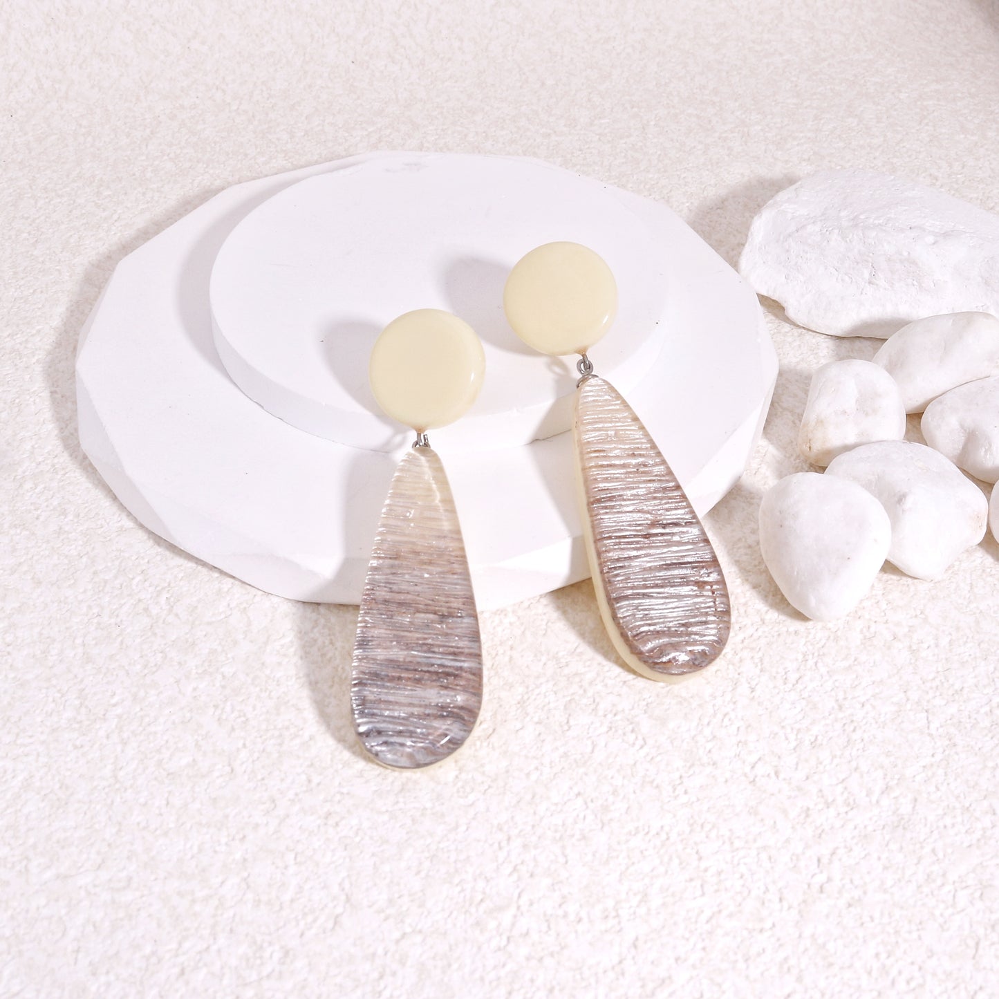 ZSISKA Cream White Long Drop Earrings