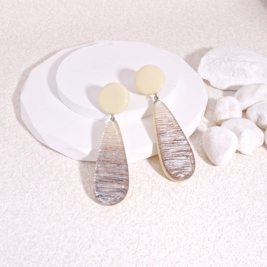 ZSISKA Cream White Long Drop Earrings