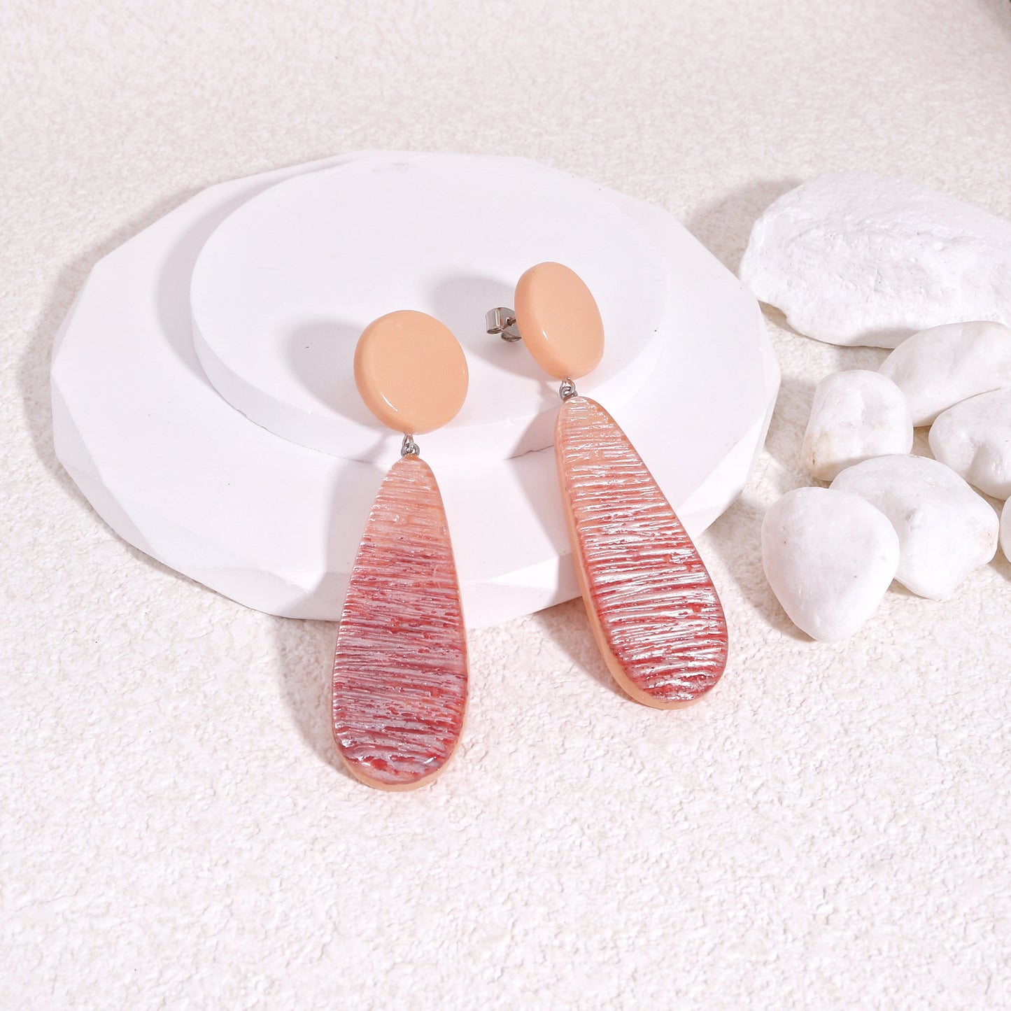 ZSISKA Peach Pink Long Drop Earrings