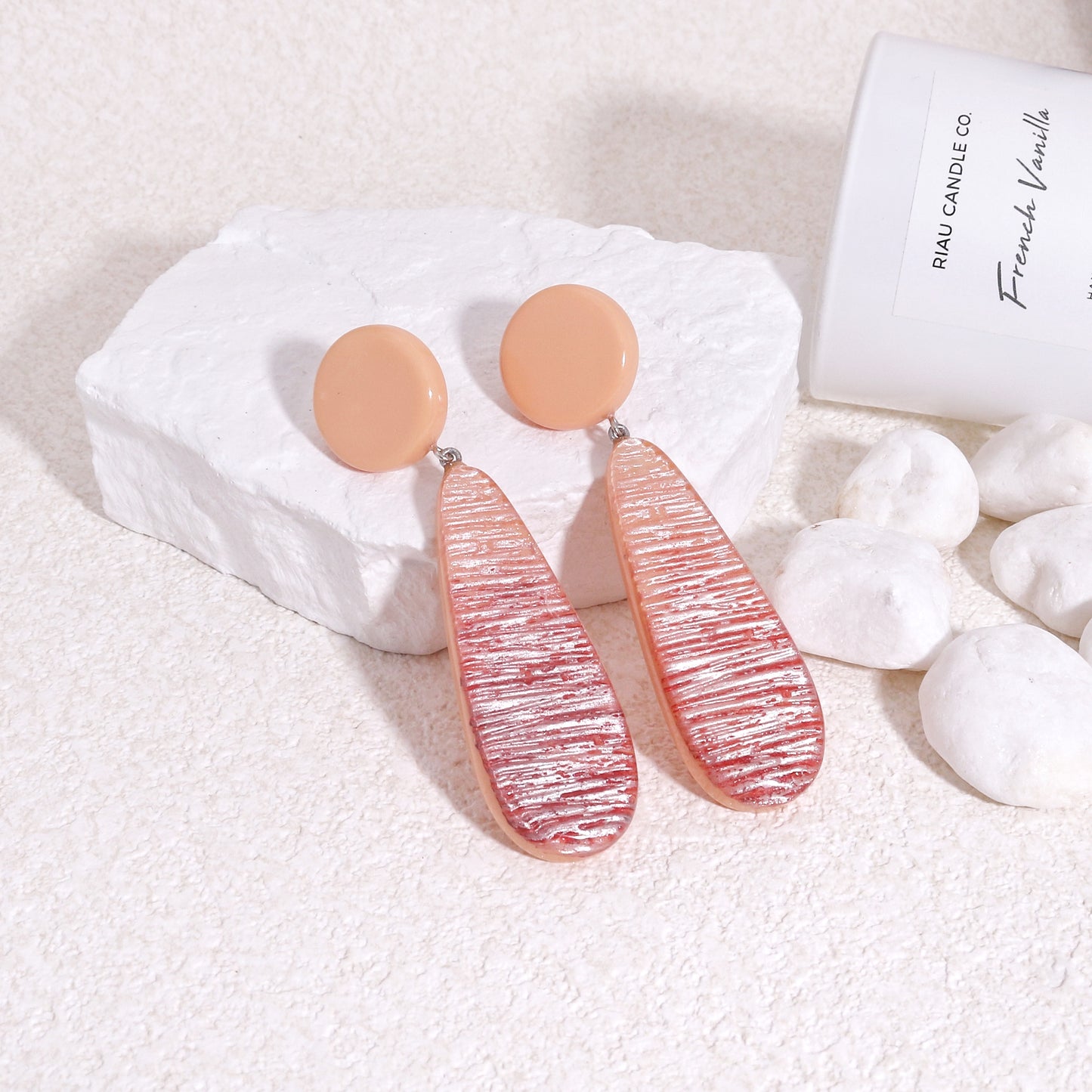 ZSISKA Peach Pink Long Drop Earrings