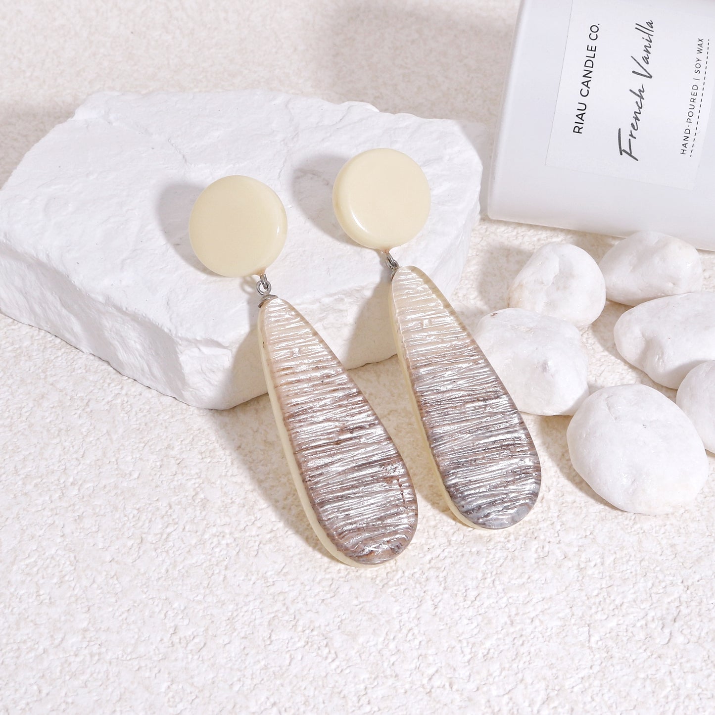 ZSISKA Cream White Long Drop Earrings