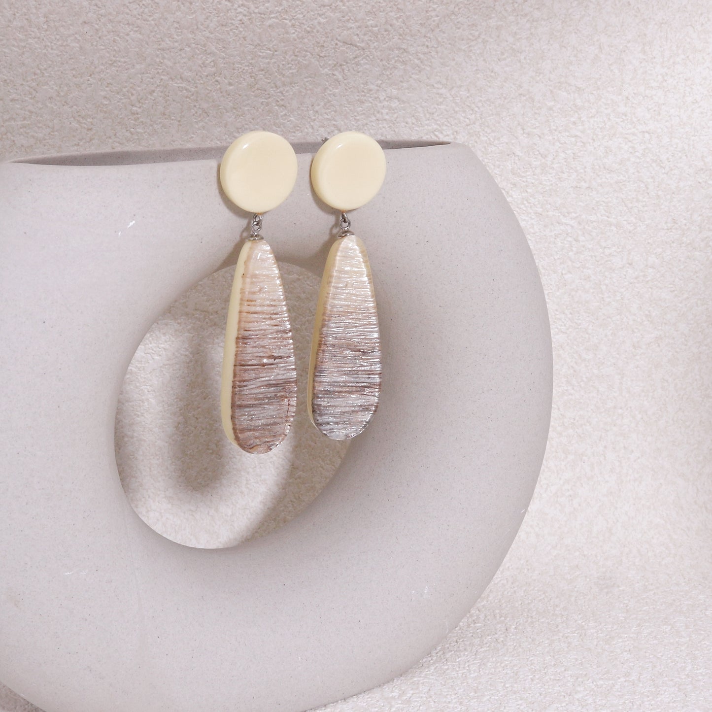 ZSISKA Cream White Long Drop Earrings