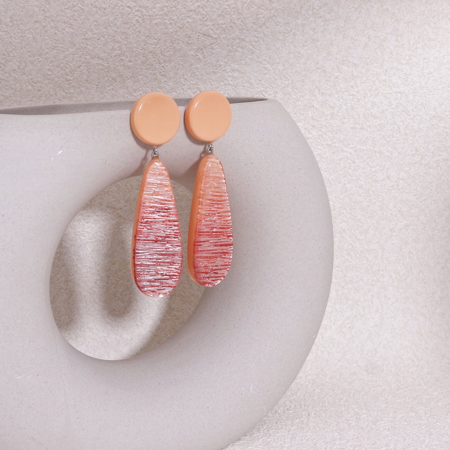 ZSISKA Peach Pink Long Drop Earrings