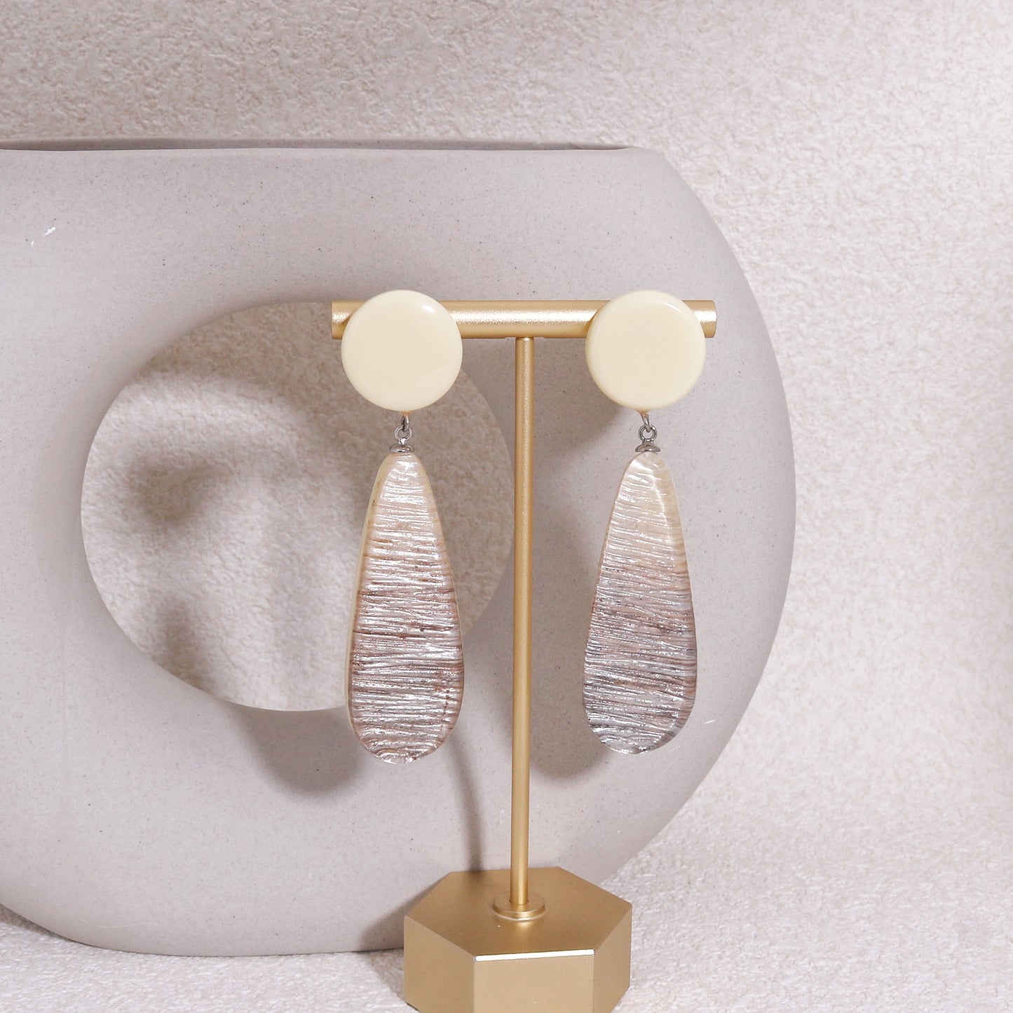 ZSISKA Cream White Long Drop Earrings