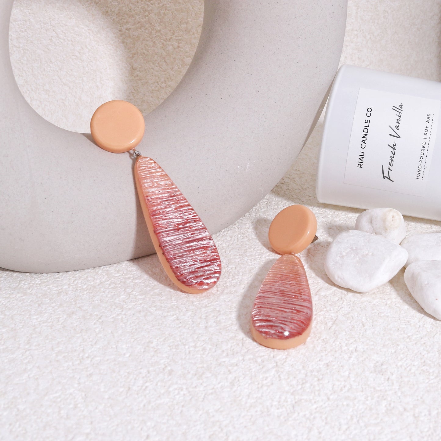 ZSISKA Peach Pink Long Drop Earrings
