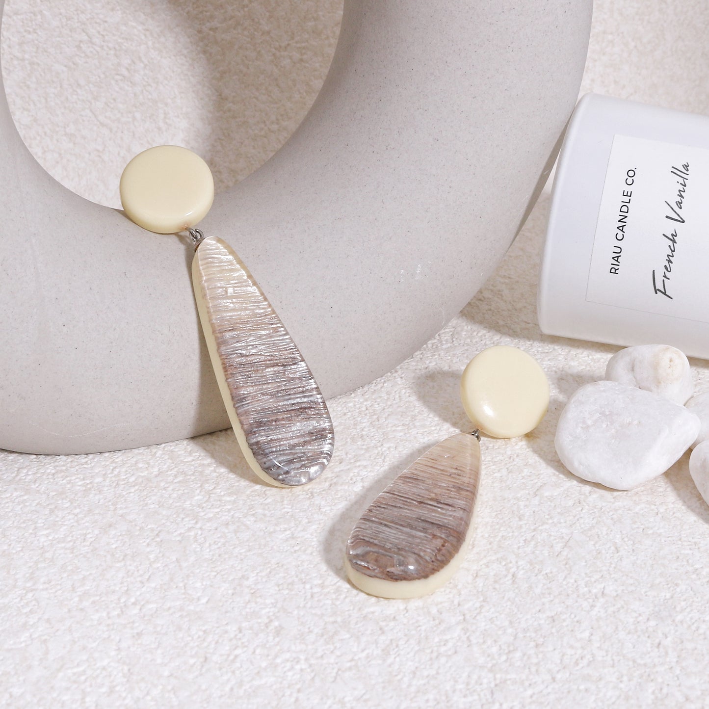 ZSISKA Cream White Long Drop Earrings