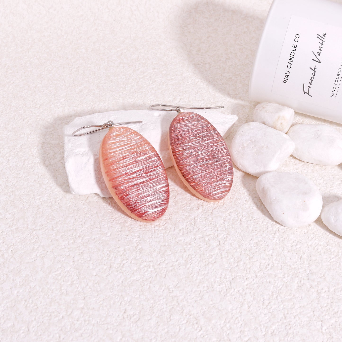 ZSISKA Peach Pink Short Drop Earrings